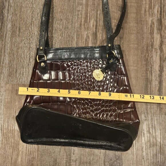 Brahmin Crocodile Embossed Brown Leather Handbag - Picture 5 of 11